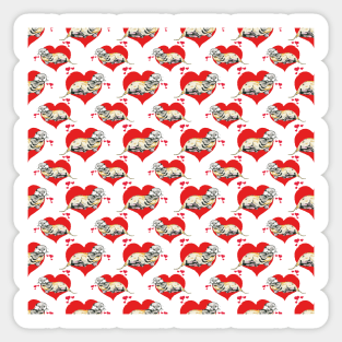 Baby otter love hearts pattern Sticker